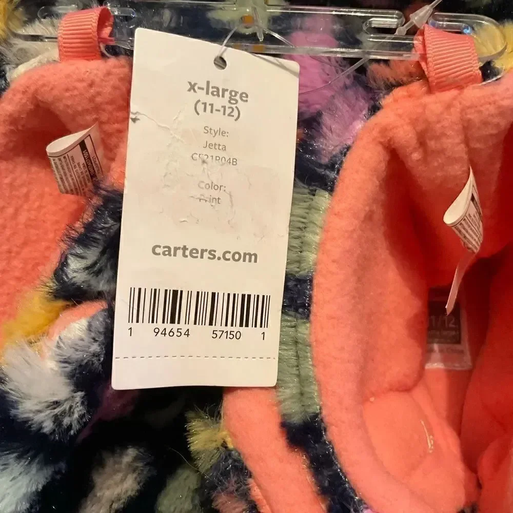 Carter’s Girls Jette Faux Fur Slippers with Heart Pattern
